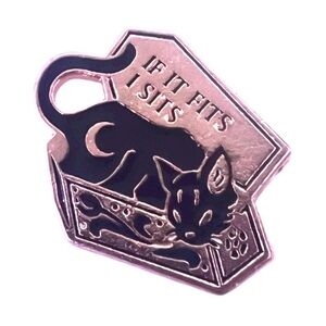 “IF IT FITS, I SITS” CAT COFFIN ENAMEL PIN